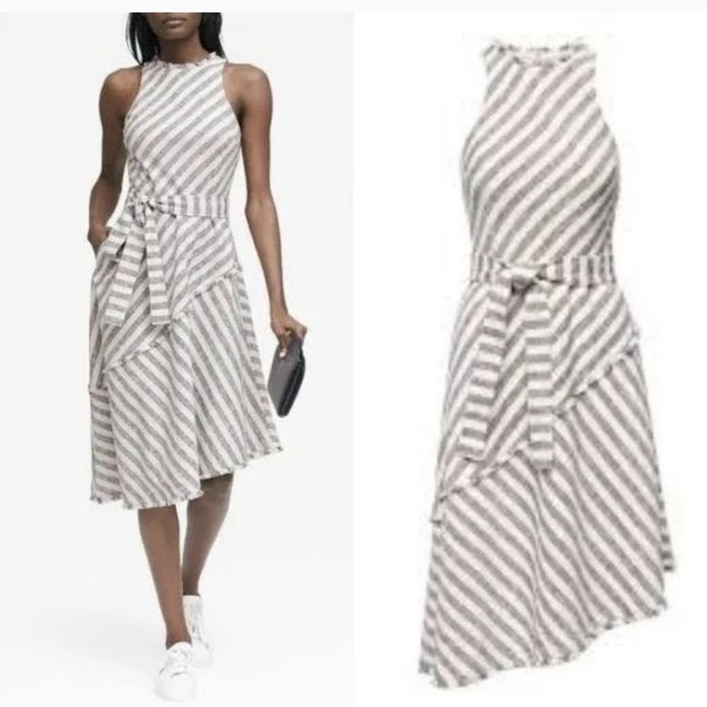 Banana Republic Tweed Striped, Asymmetrical Dress with Pockets (unworn)